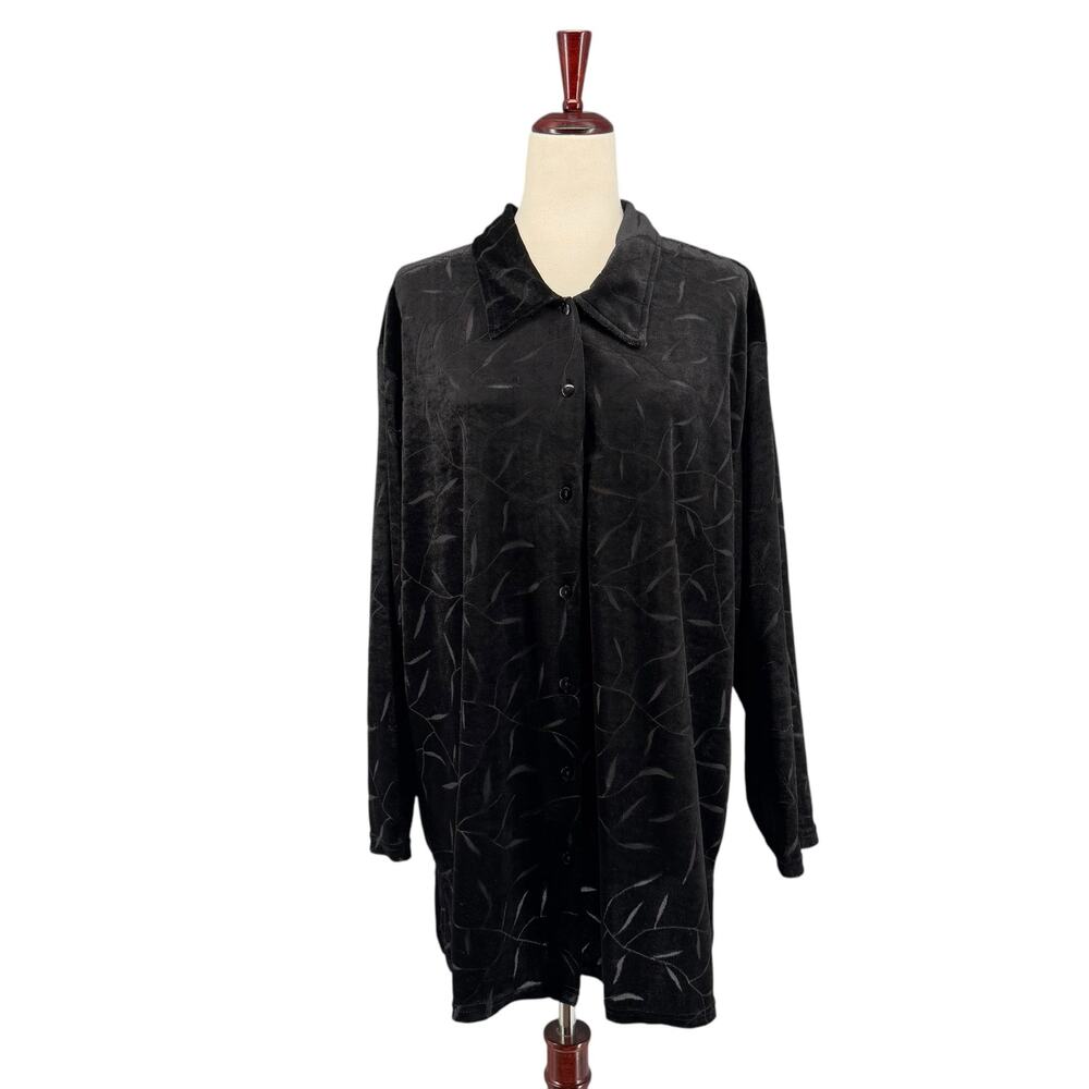 Style Co Woman Sheer Velvet Tunic Shirt Long Sleeve Button Down 3X Witchy Whimsy